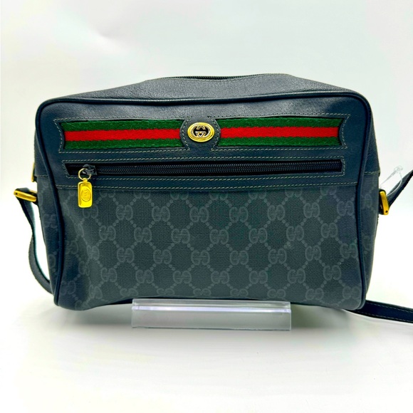 Vtg Gucci Black Supreme Ophidia PVC Guccisima Web Small Shoulder Crossbody Bag - Picture 1 of 16